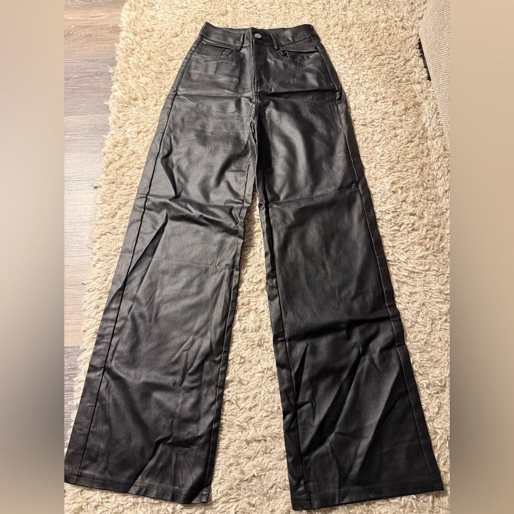 Black Faux Leather Pants
